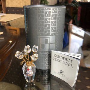 Swarovski Crystal Figurine Roses in a Vase